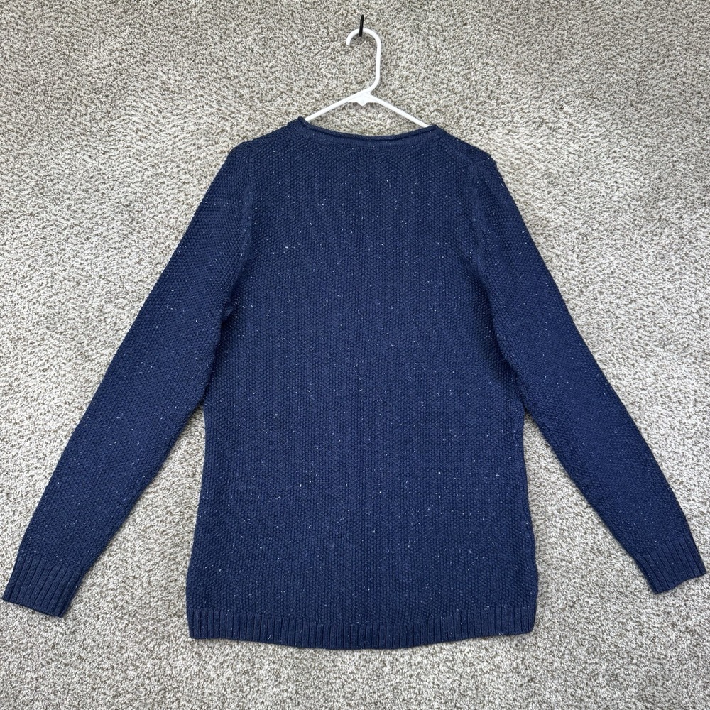 LL Bean Cable Knit Sweater Women's XL Speckled Blue Cotton Blend 290395 Crewneck - Picture 11 of 15